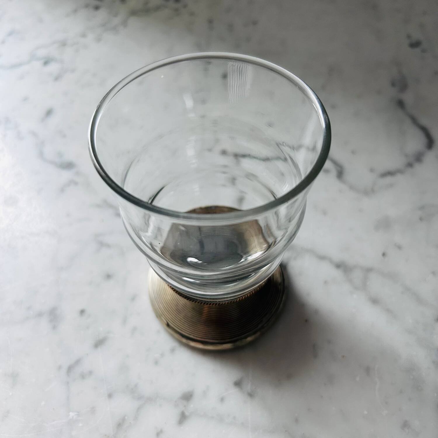 Antique glass with silver-plated metal base