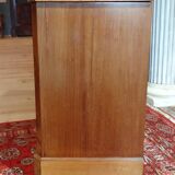 Commode XIXème en plaquage d'acajou, trois tiroirs, 81x80x43 cm