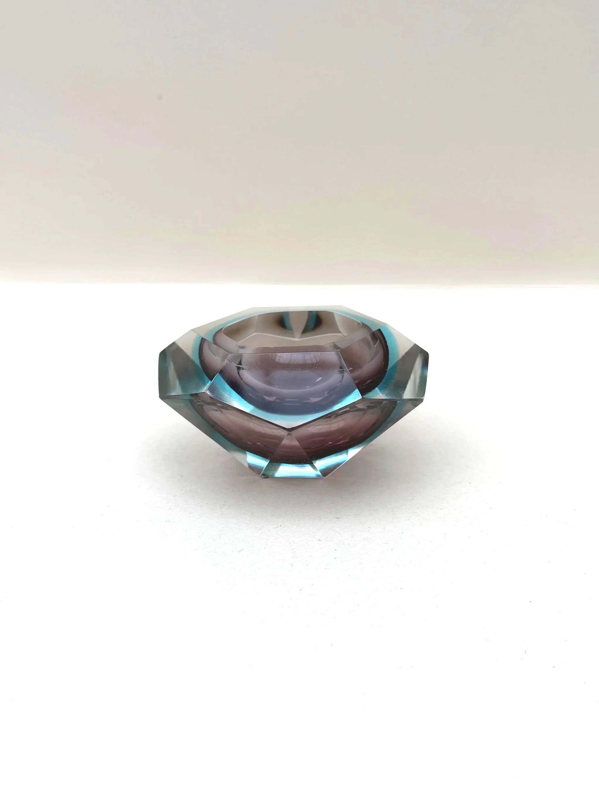 Murano-style trinket tray - Sommerso blown glass, Italy 1970