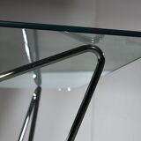 Table Basse des Années 1970 avec Verre Trempé sur Cadre Zig-Zag