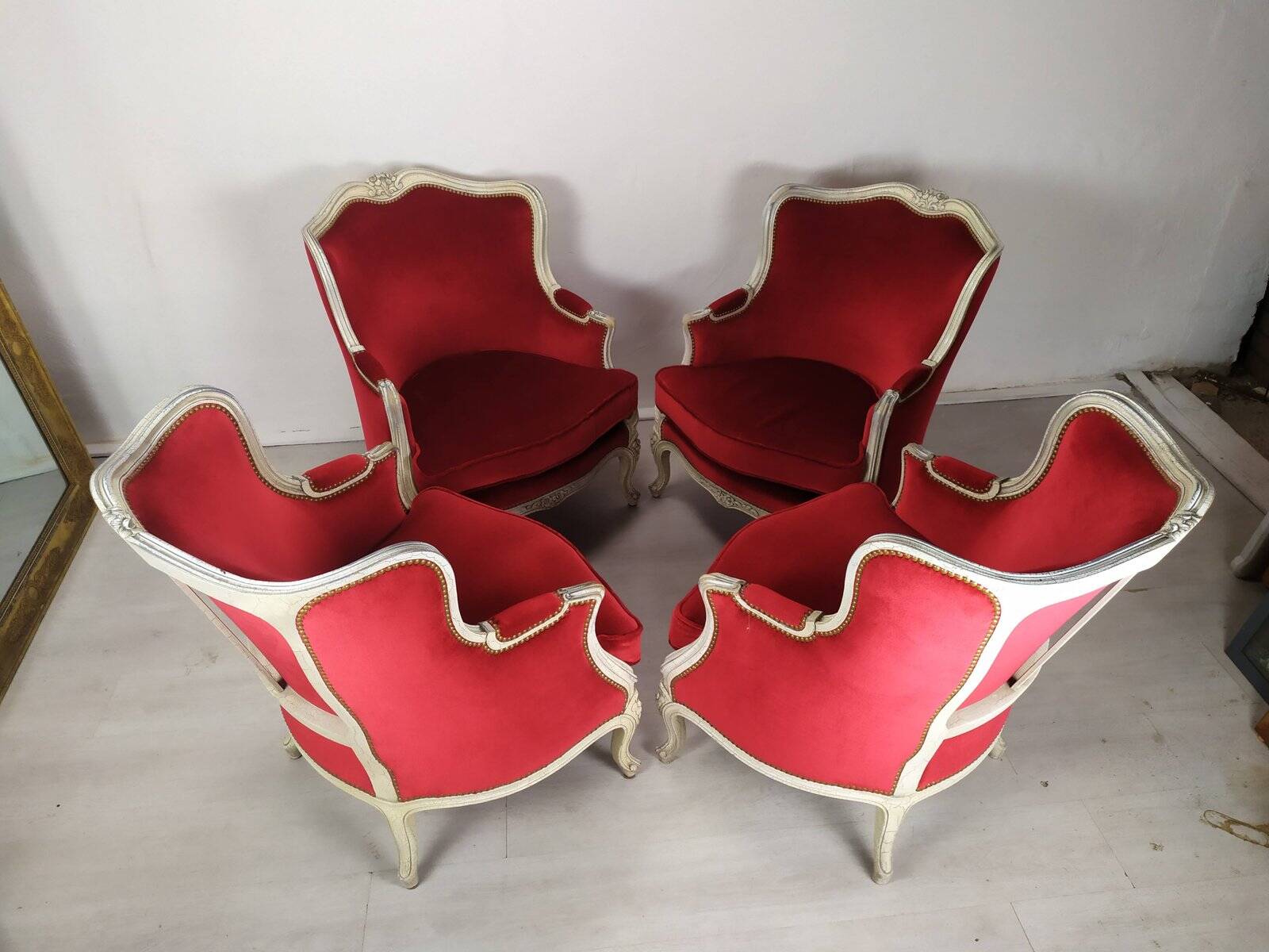 4 Louis XV Bergère armchairs