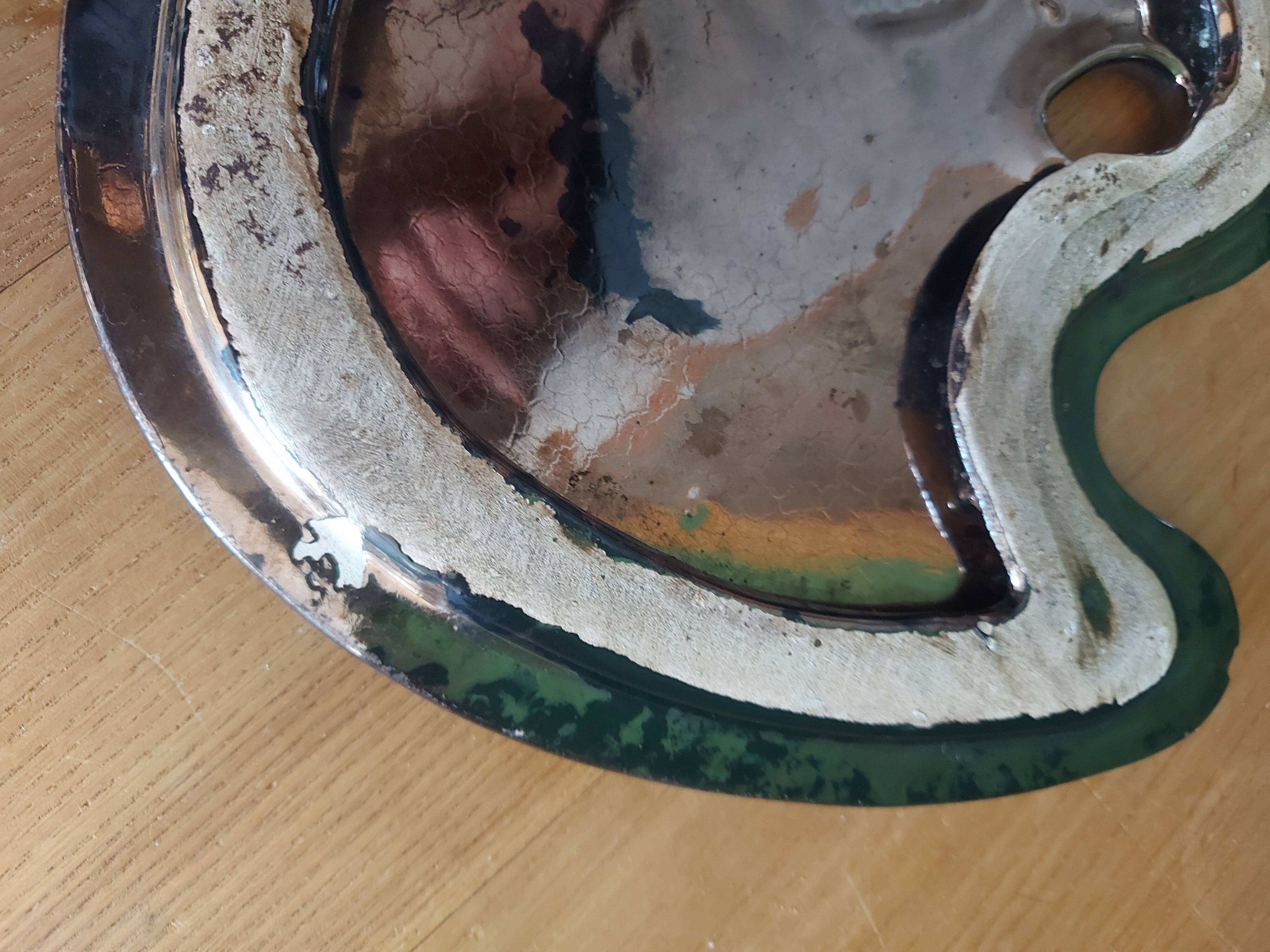Dessous de plat en céramique vintage en forme de palette de peinture