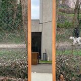 Art Deco mirror on a carved arched base, renovated in raw oak, 186cm