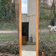 Art Deco mirror on a carved arched base, renovated in raw oak, 186cm