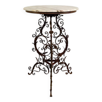 Wrought iron pedestal table and marble top, Venice, Italy, 17th century