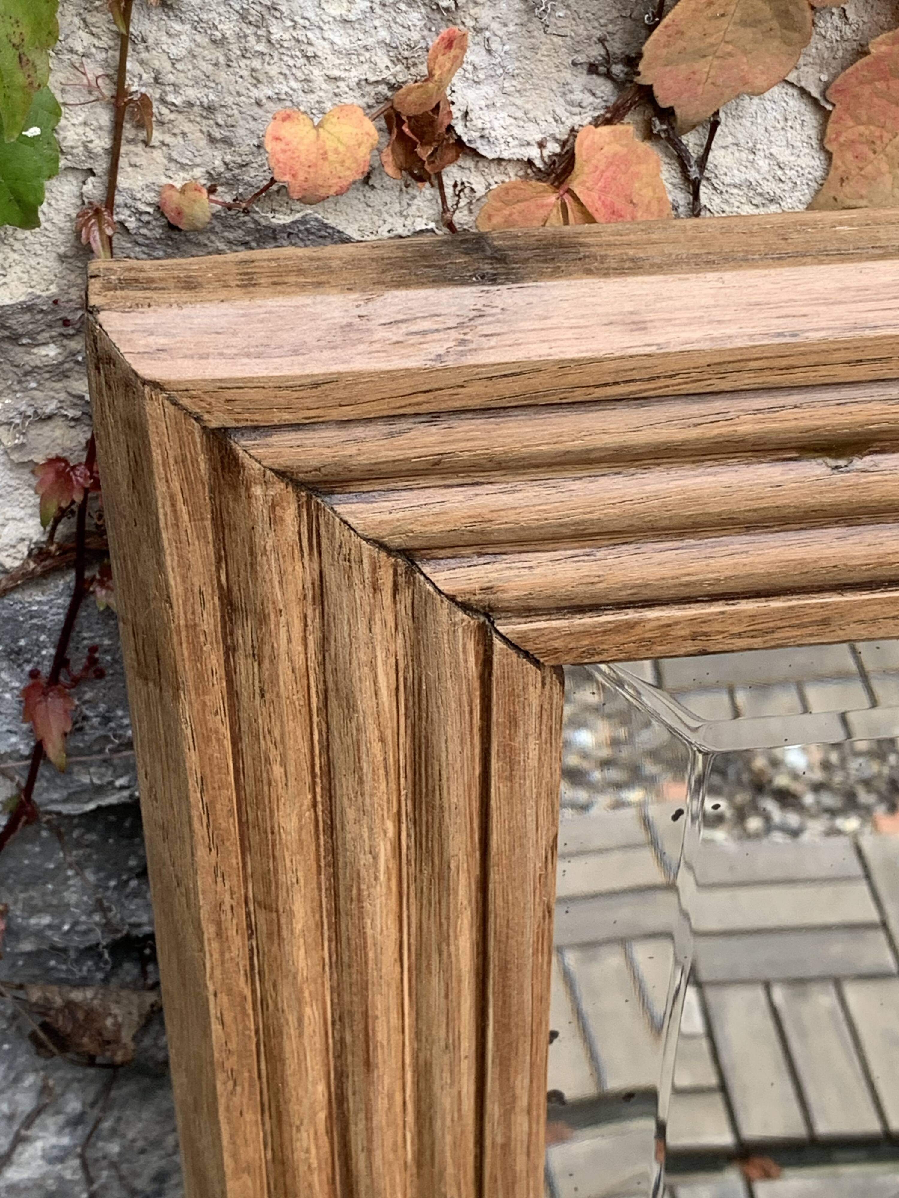 1940 beveled mirror solid raw oak 74x104