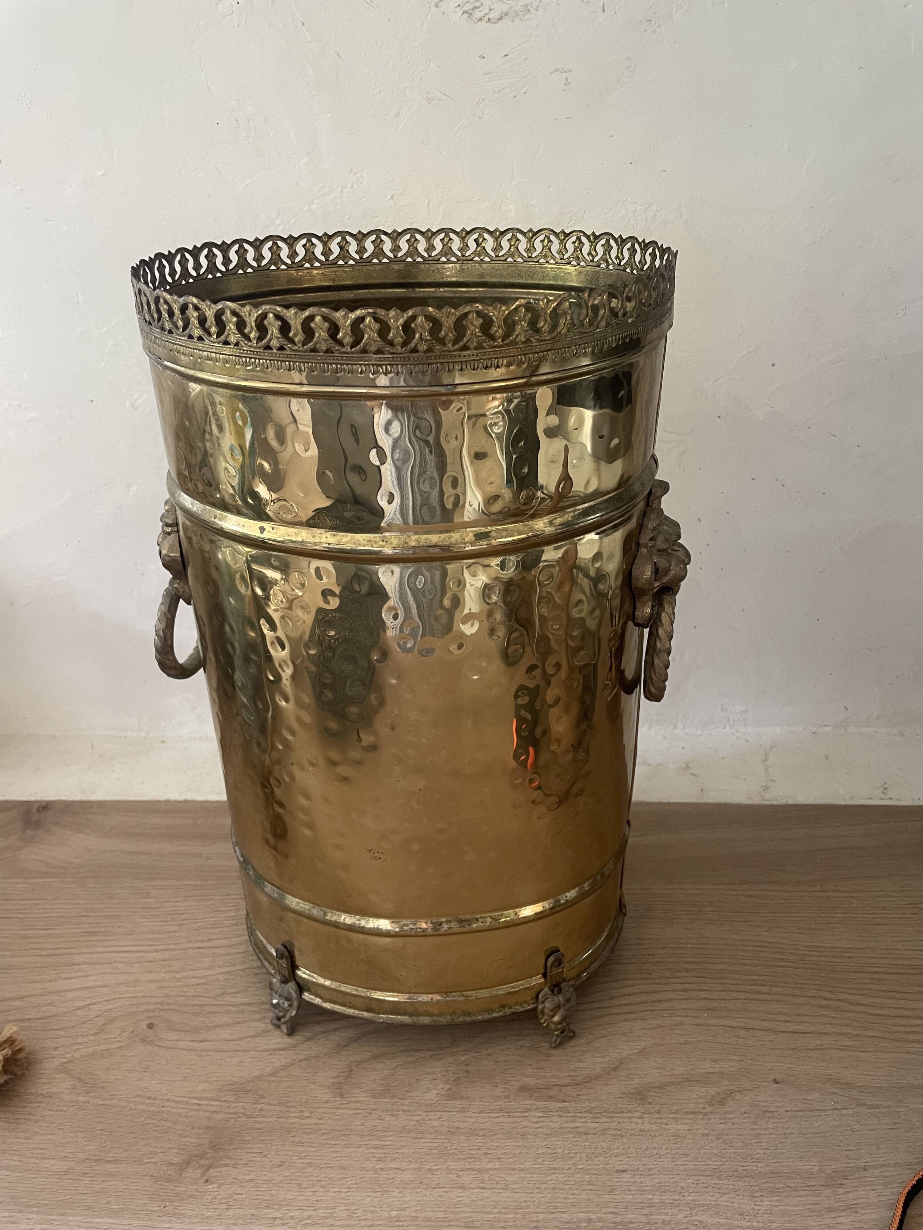 Antique brass umbrella stand