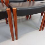 Set of 6 vintage Scandinavian Fristho Franeker chairs in teak and skai from the 60s