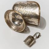 Argent Silver-Plated, Hand-Carved Footed Sugar Box with Dosing Spoon - Italian 1920s Retro Table Decor