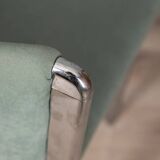 Lot de 4 chaises vintage 70's en metal et tissu turquoise design italien