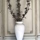 Pair of carrara marble vases, bronze bouquet of flowers