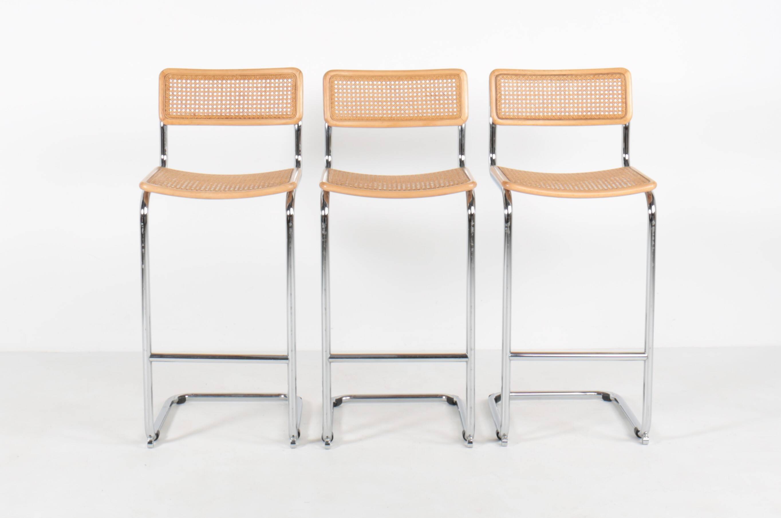 3 tabourets de bar vintage Cesca, Marcel Breuer, années 70