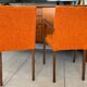 Pair of vintage 60s armchairs in wood and orange bouclé fabric