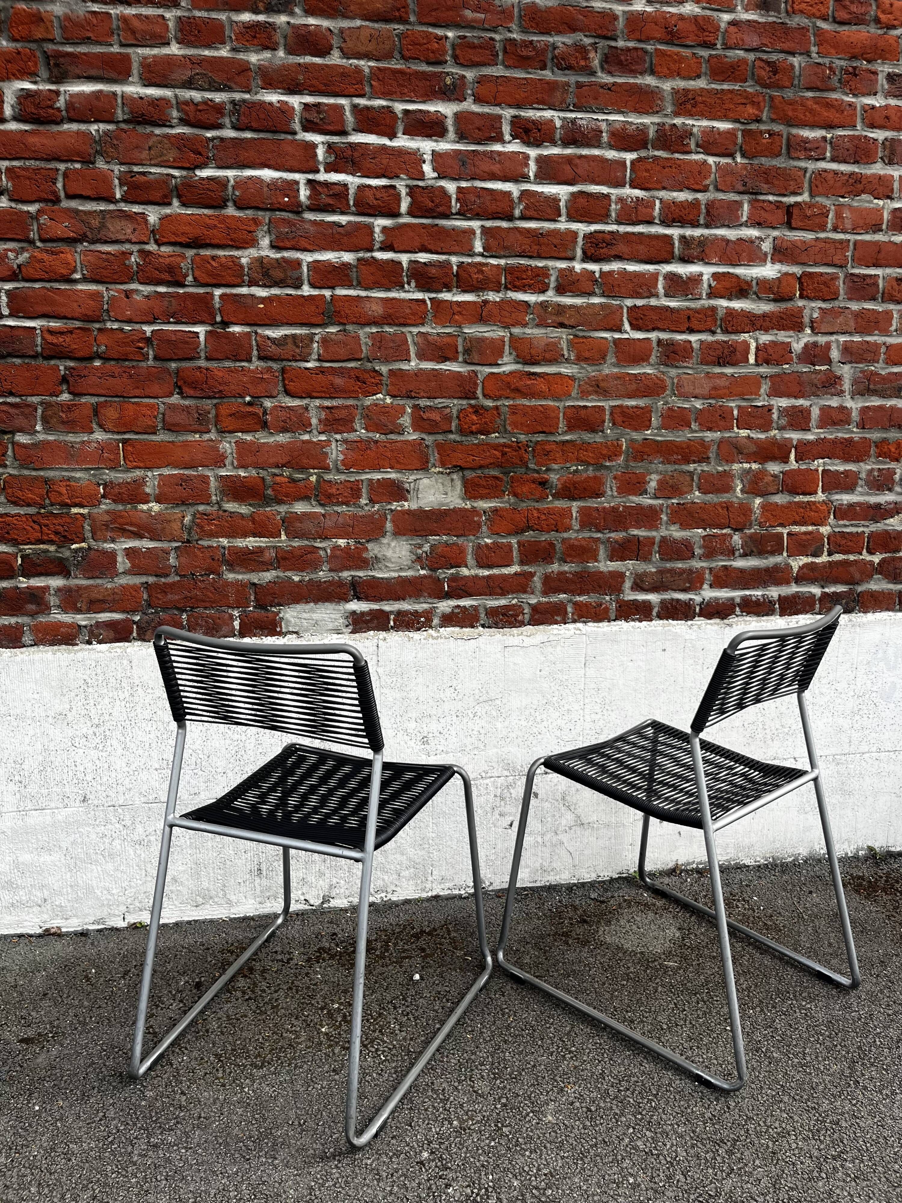Set of 4 scoubidou chairs, "Melker" model, sled base (vintage IKEA)