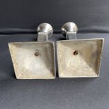 Candle holders (2) - Modern mid-century - Silver metal - Square base