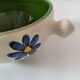 Ceramic soup bowl with blue flower decoration – handmade
