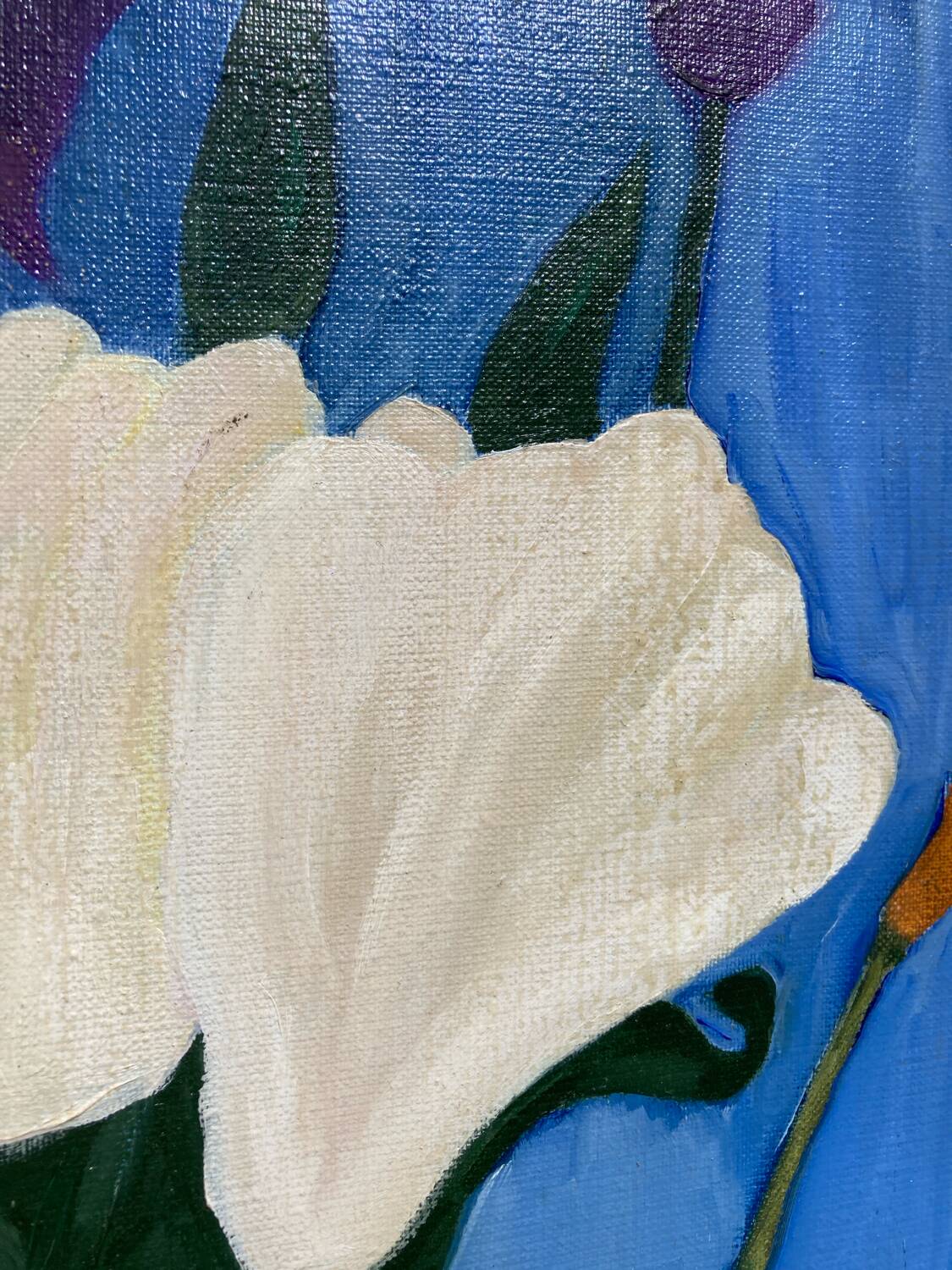 Painting, oil on canvas flowers