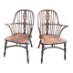 Duo de fauteuils Windsor en orme massif année 50.
