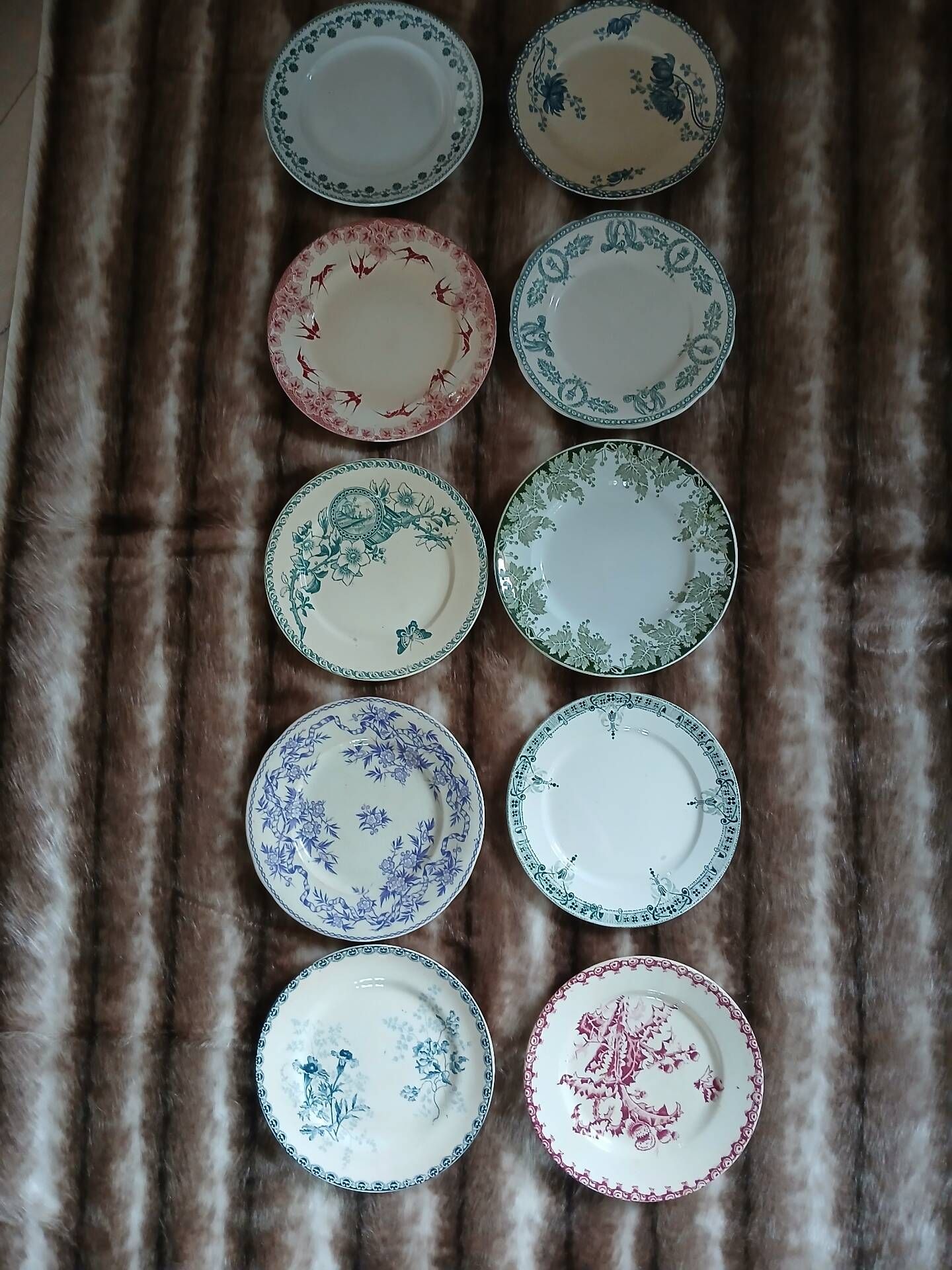 10 antique flat plates in ironstone