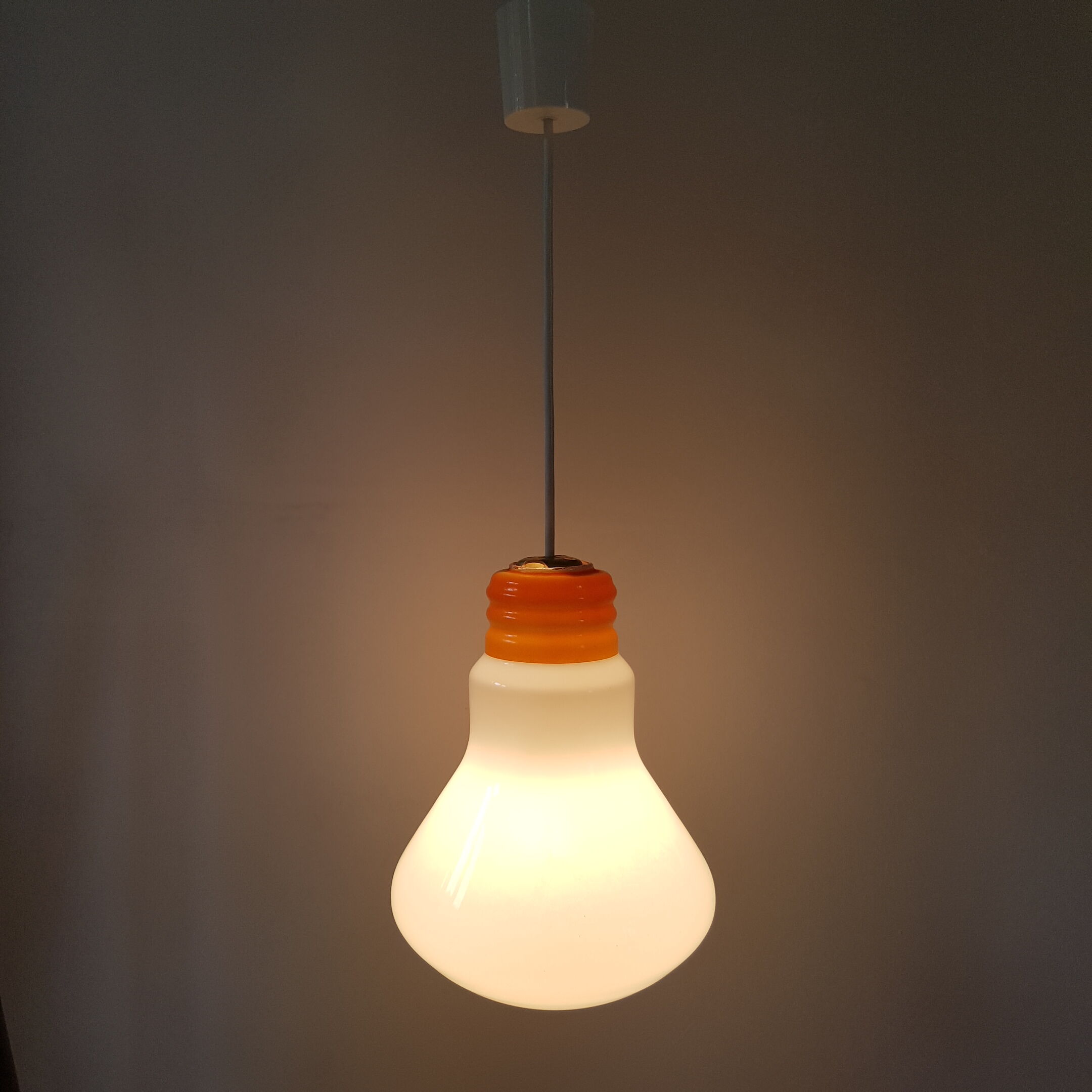 Light bulb with opaque glass hanging lamp