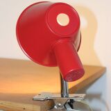 Adjustable clamp spotlight in red lacquered metal - vintage design