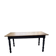 Oak farmhouse table with turned black legs.