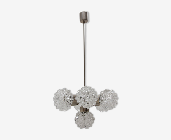 Lustre en verre coupé Kamenický Šenov, années 1970