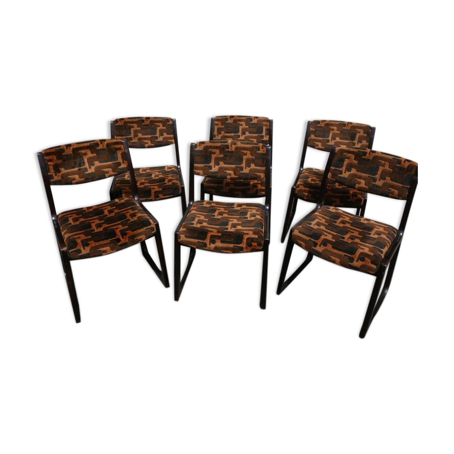 Suite of 6 seventies sled chairs