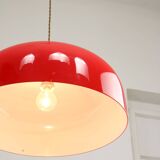 Grande suspension rouge Space Age de Guzzini, années 1960
