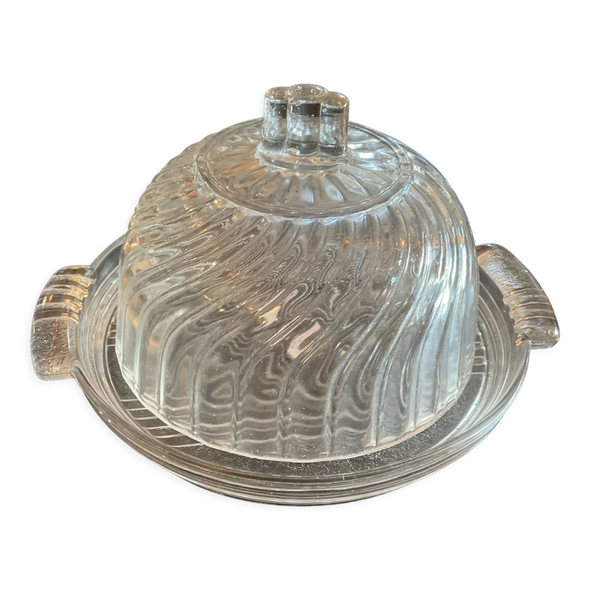 Bell and cheese dish Glass. Art Deco