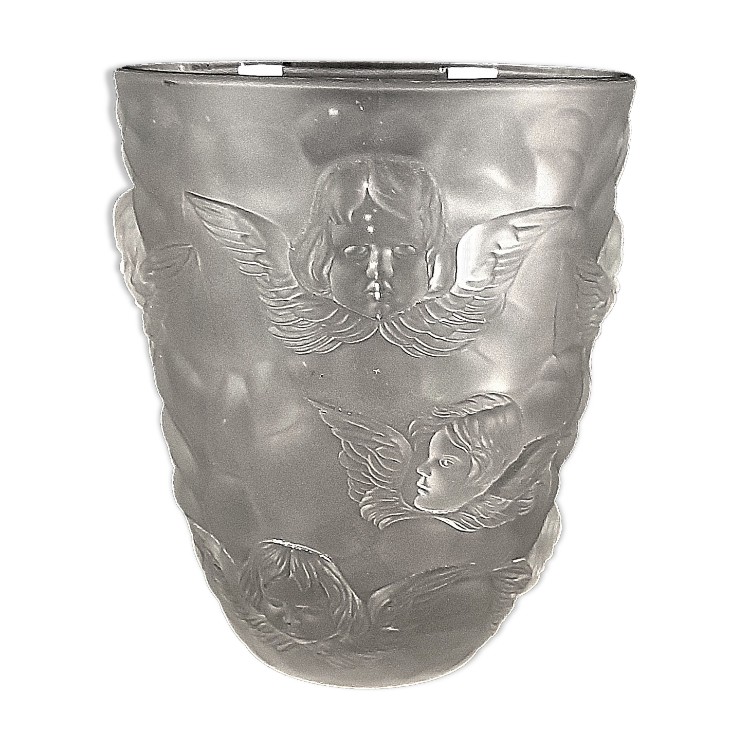 Vase "Cherubs" vintage glass pressed