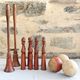 Set of a set of 8 pins, 2 bilboquets and 3 old wooden balls