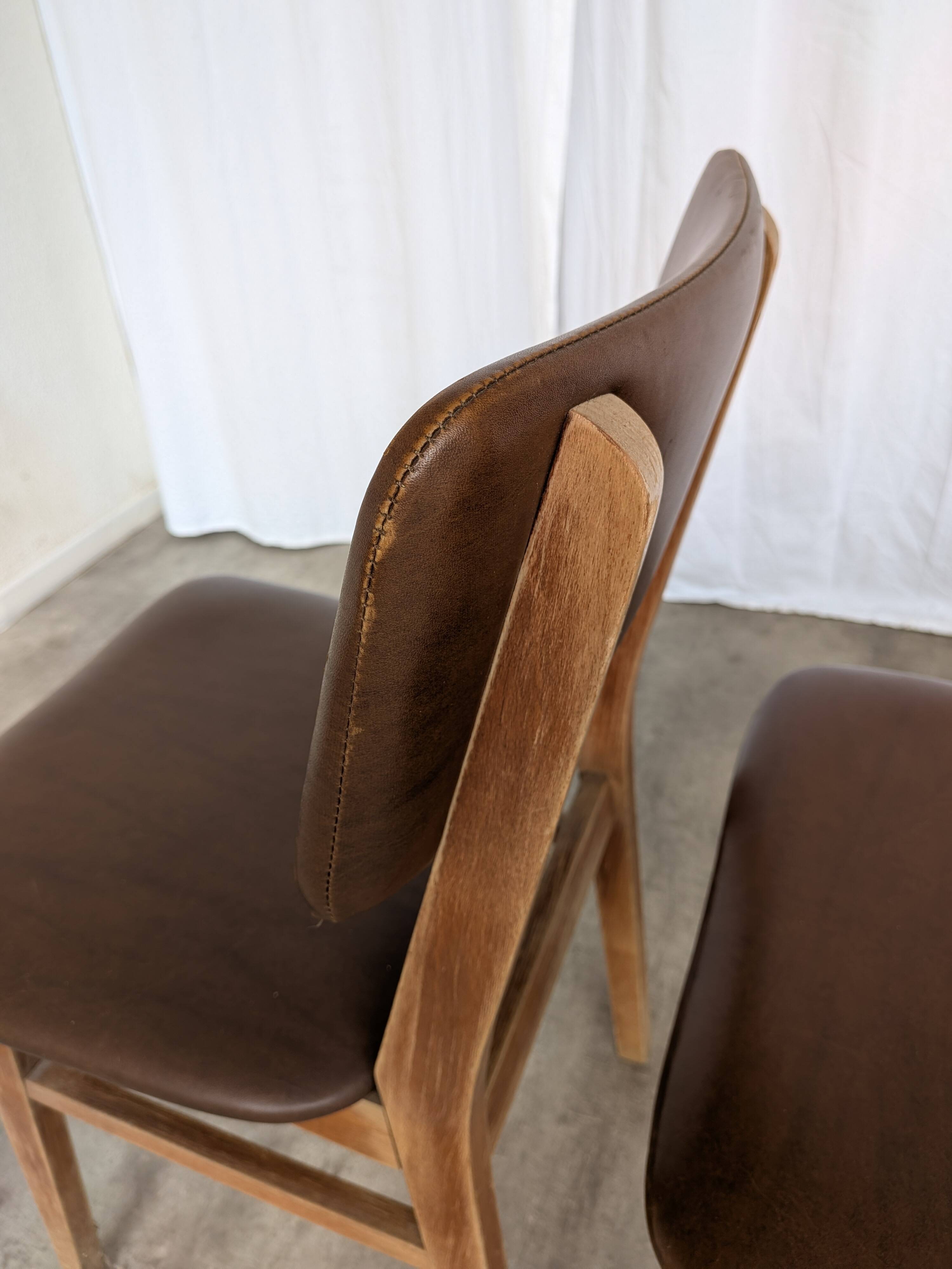 Vintage stol kamnik dining chairs (set of 4): mid-century leather seat