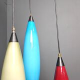 Vintage 3 glass pendant lights by Vistosi, 1970s