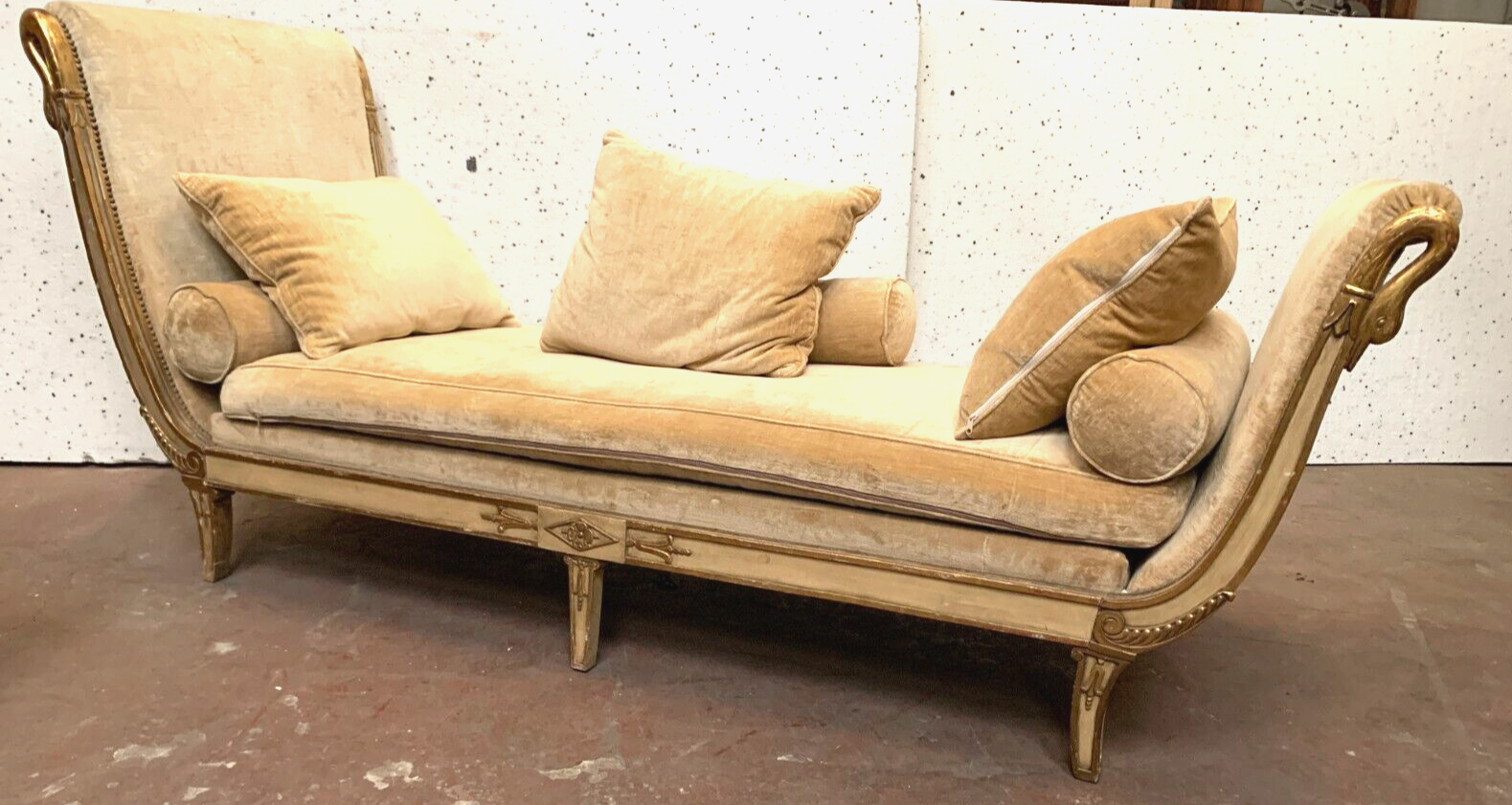 Empire style daybed in patinated and gilded wood XX century