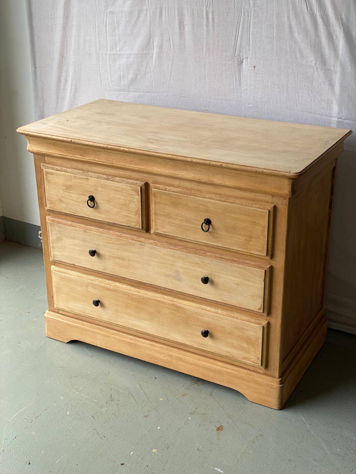 Vintage Louis Philippe chest of drawers renovated in raw wood