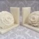 Pair of vintage alabaster bookends decor flower 1970