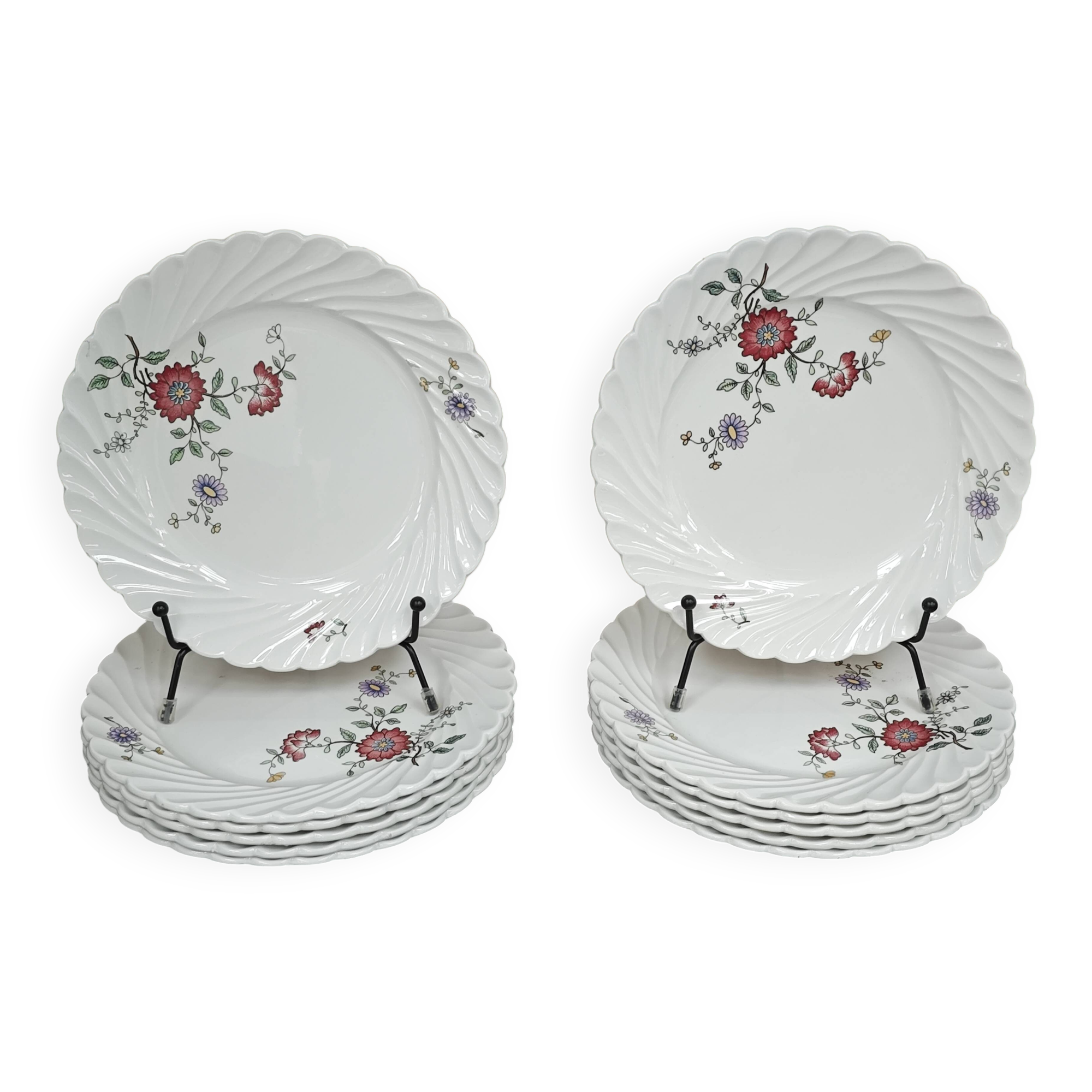 Lot de 6 assiettes à dessert KG Lunéville Service Fleurs des Indes