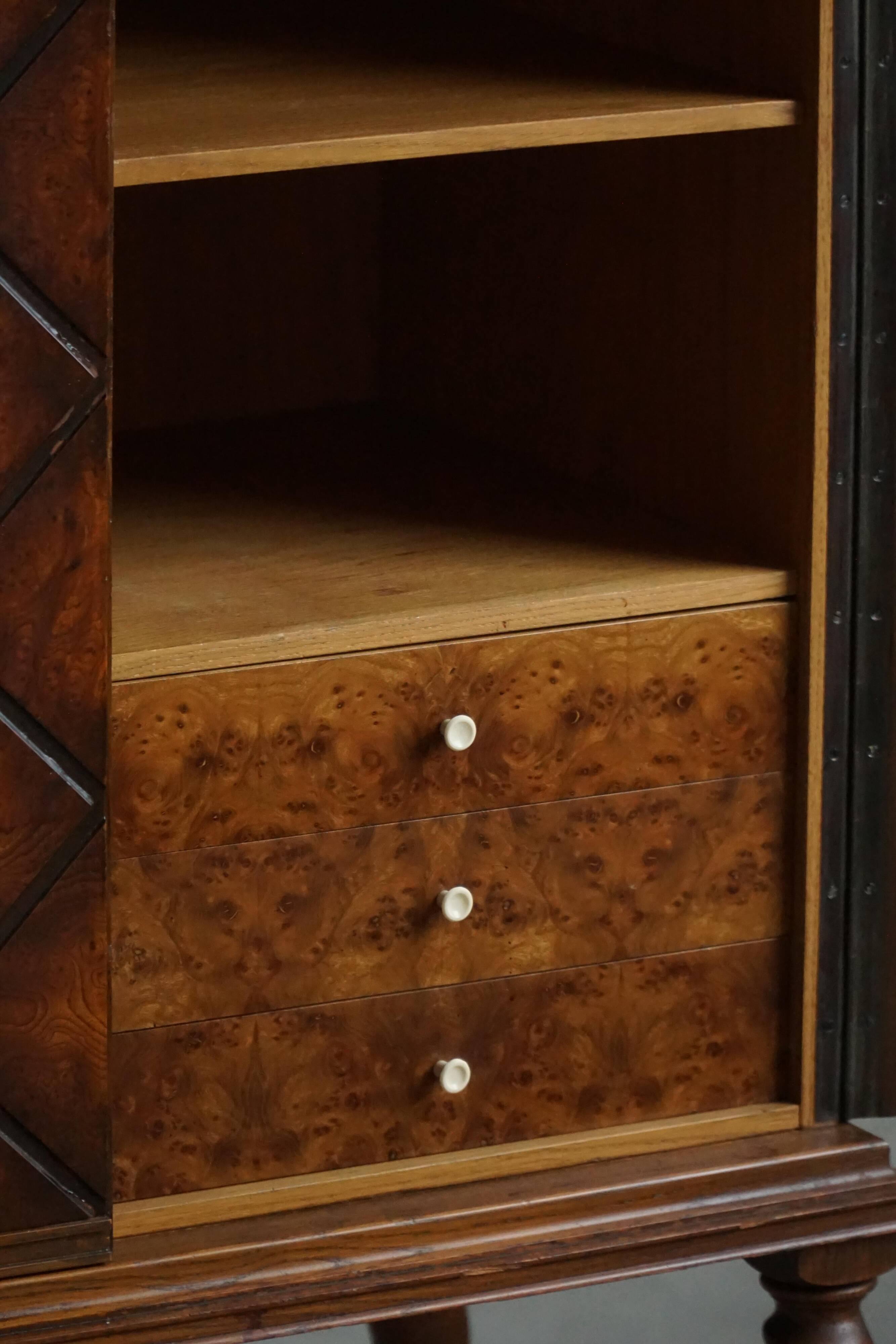 Swedish Grace, Geometric Oak Armoire, Thysells Furniture, Art Deco, 1940s