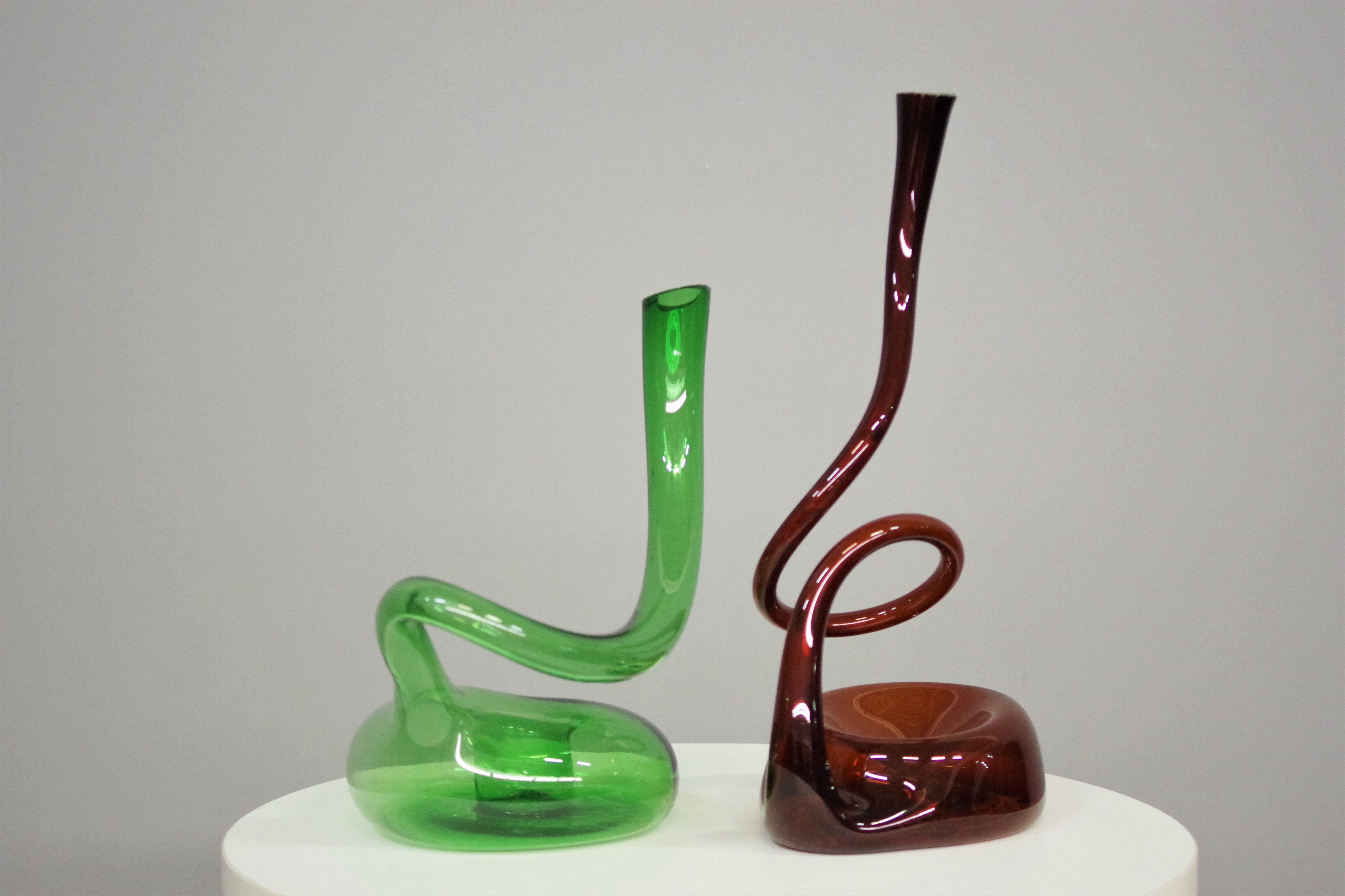 Pair of vintage glass decanters, 1950
