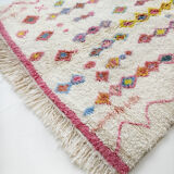 Moroccan Berber carpet azilal ecru with small colored diamonds 253x157cm