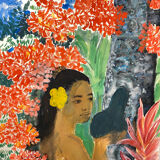 Tahitian portrait signed Magnard