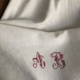 Tablecloth with AB monogram, antique linen