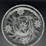 Plat en verre travaillé motif fleurs
