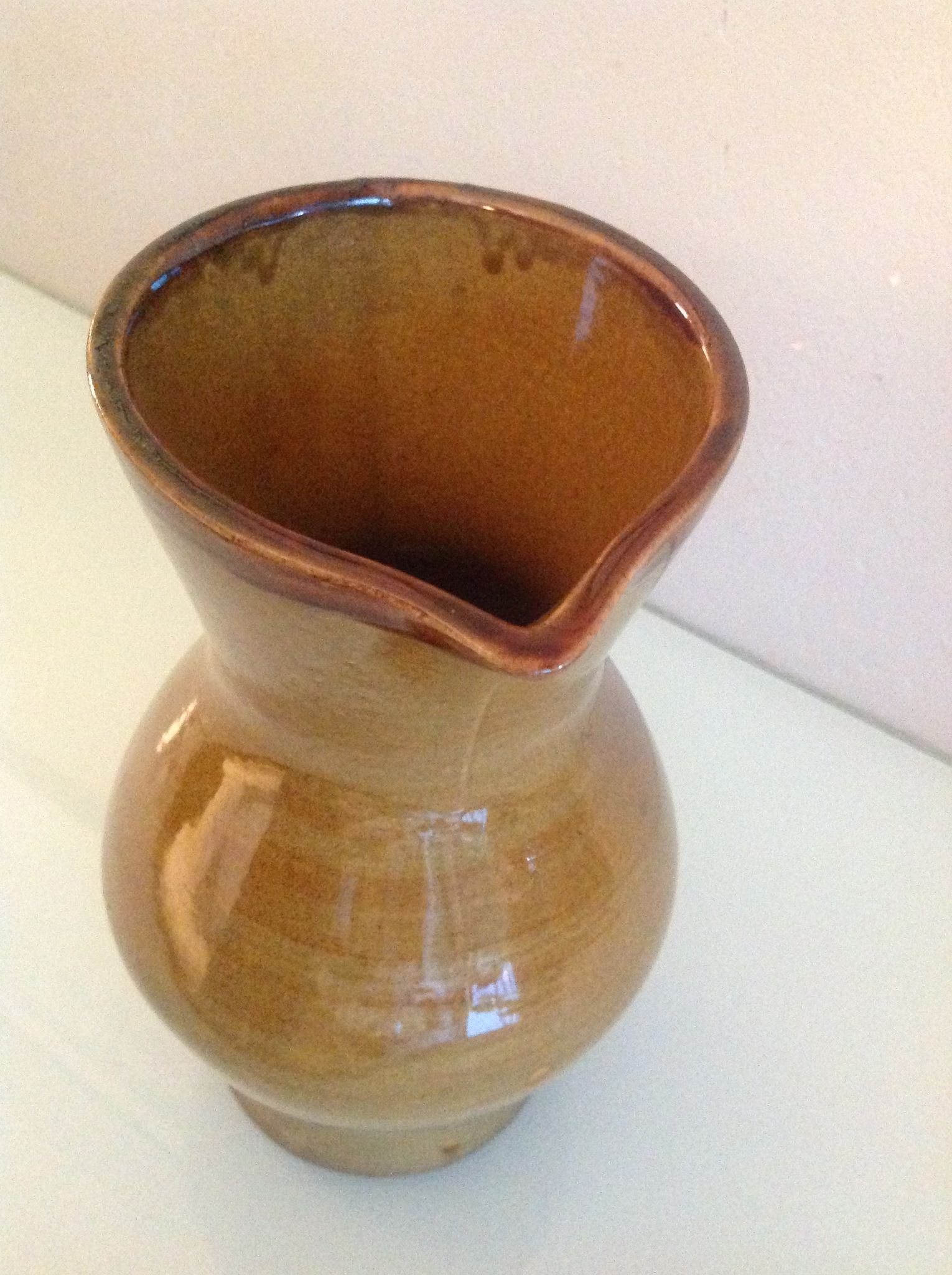 Pitcher in ochre ceramic of St Clement / vintage 60s-70s