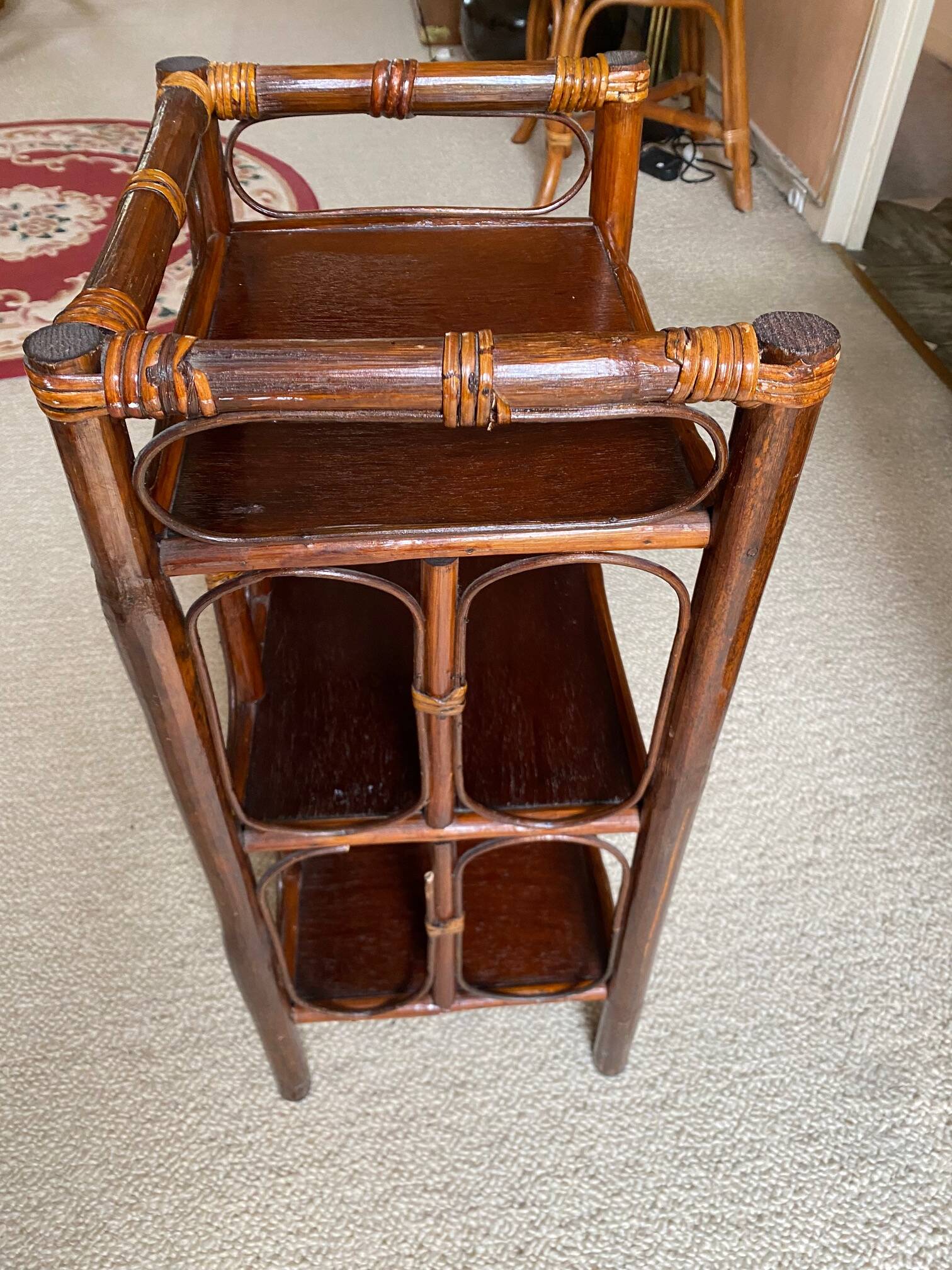 Cane bedside table - vintage