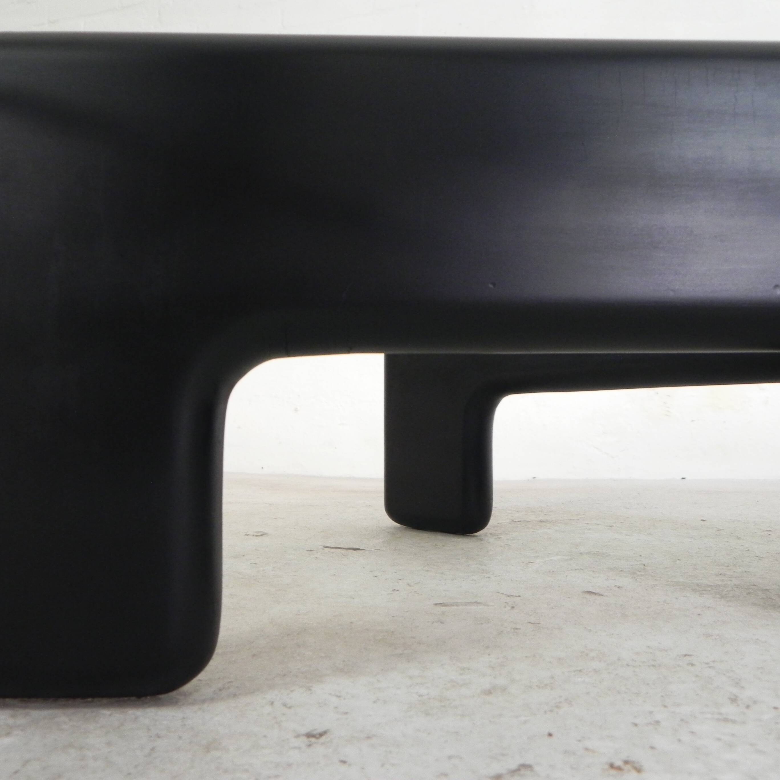 Vintage coffee table with organic black wooden base, 1970s