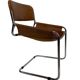 vintage dining room chair in cognac leather and chrome 1970s Italy