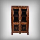 Showcase in precious wood marquetry, Louis XV Transition style.