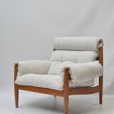 Scandinavian Lounge Armchair by Eric Merthen, 1960s – Reupholstered in Whit